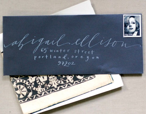 calligraphy neither snow envelope